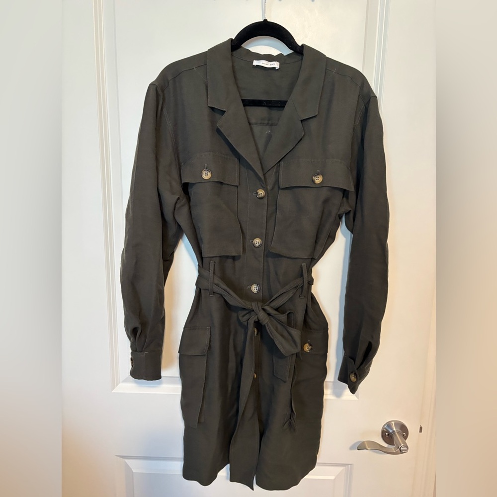 Anine Bing Belted Utility Khaki Dress